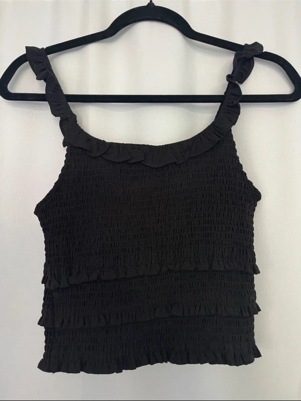 Love Tree Black Smocked Ruffle Tank - Picture 2 of 3